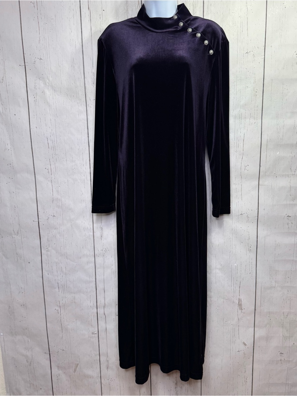 Coldwater Creek Purple Velvet Maxi Dress Dark Romantic Whimsigoth Witchy Size PL